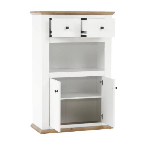 Barová komoda MZ8, biela/dub grand, LEON