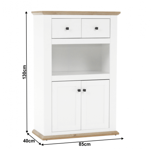 Barová komoda MZ8, biela/dub grand, LEON