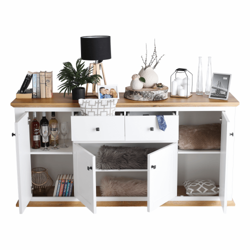 Komoda MZ9, biela/dub grand, LEON