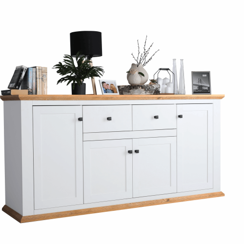 Komoda MZ9, biela/dub grand, LEON