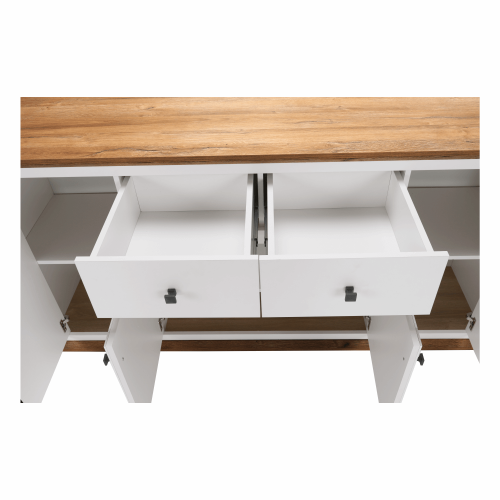 Komoda MZ9, biela/dub grand, LEON