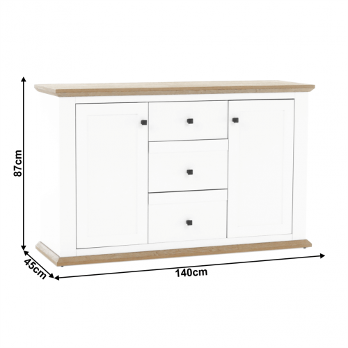 Komoda MZ11, biela/dub grand, LEON