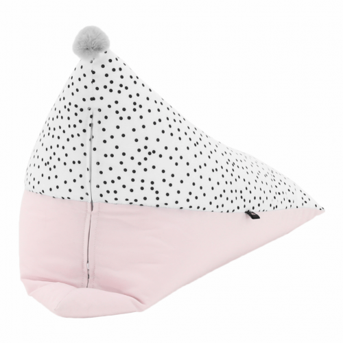 Sedací vak, biela/ružová/sivá, POMPOM