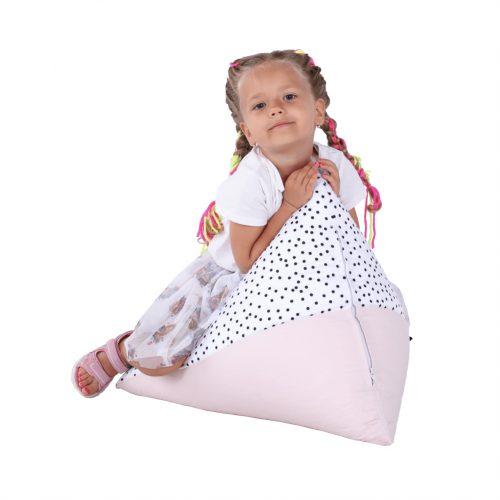 Sedací vak, biela/ružová/sivá, POMPOM