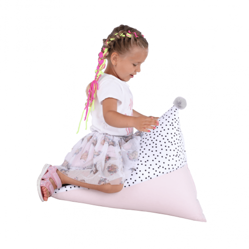 Sedací vak, biela/ružová/sivá, POMPOM