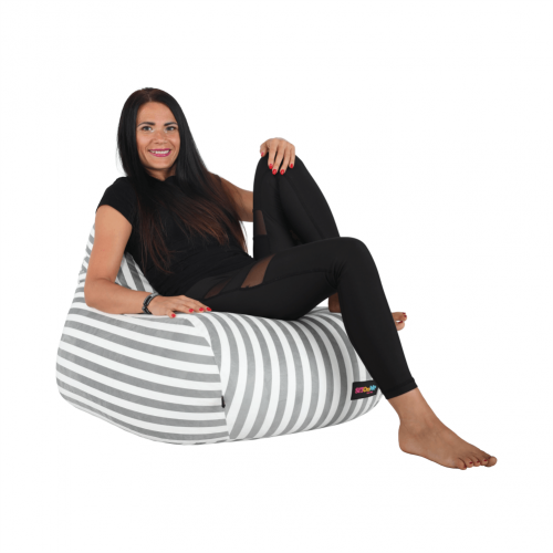 Sedací vak, biela/sivá, LAPIN