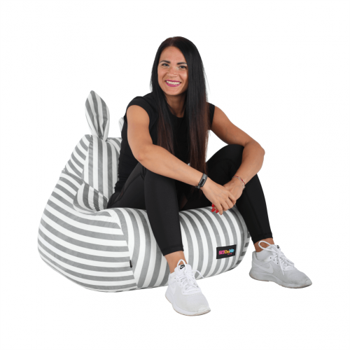 Sedací vak, biela/sivá, LAPIN
