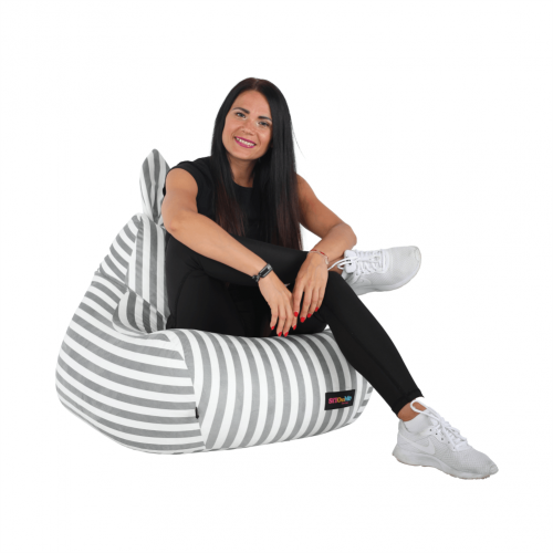 Sedací vak, biela/sivá, LAPIN