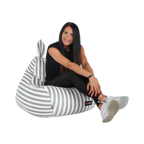 Sedací vak, biela/sivá, LAPIN