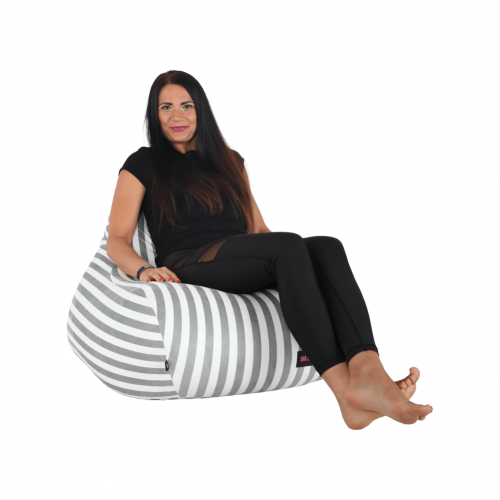 Sedací vak, biela/sivá, LAPIN