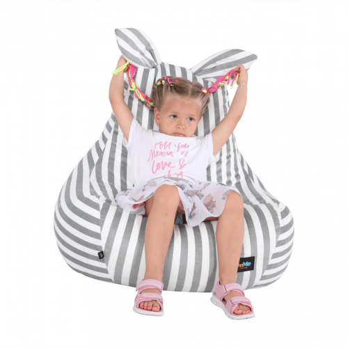 Sedací vak, biela/sivá, LAPIN