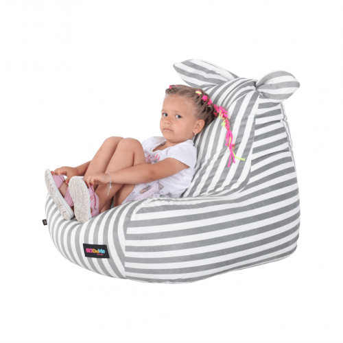 Sedací vak, biela/sivá, LAPIN