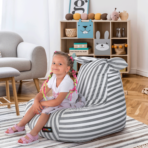 Sedací vak, biela/sivá, LAPIN