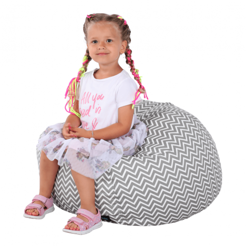 Sedací vak, sivo-biela/cik cak vzor, GOMBY