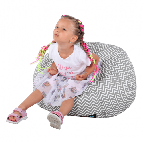 Sedací vak, sivo-biela/cik cak vzor, GOMBY