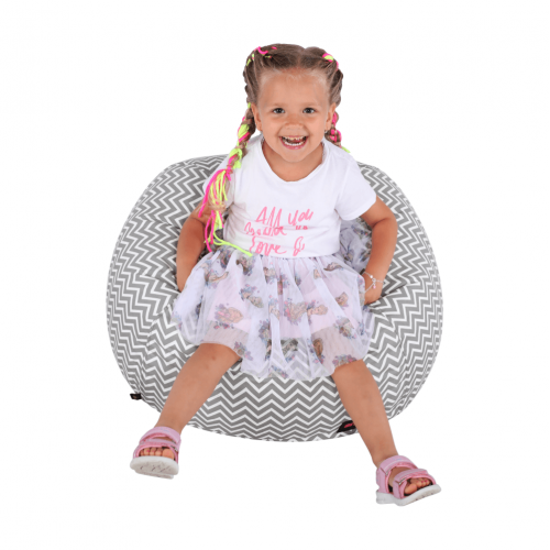 Sedací vak, sivo-biela/cik cak vzor, GOMBY