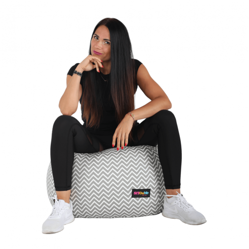 Sedací vak, sivo-biela/cik cak vzor, GOMBY