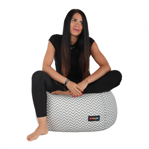 Sedací vak, sivo-biela/cik cak vzor, GOMBY