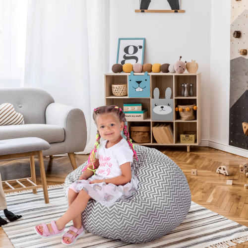 Sedací vak, sivo-biela/cik cak vzor, GOMBY