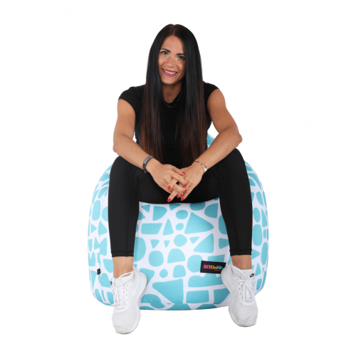 Sedací vak, tyrkysovo-biela/vzor, TELDIN