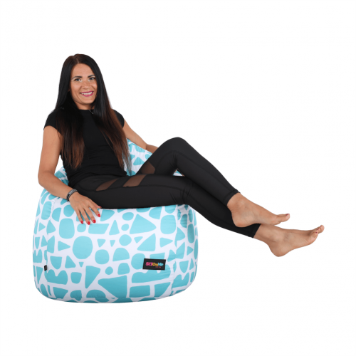 Sedací vak, tyrkysovo-biela/vzor, TELDIN