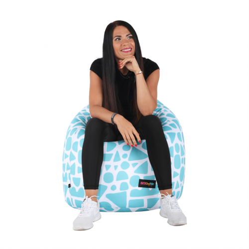 Sedací vak, tyrkysovo-biela/vzor, TELDIN