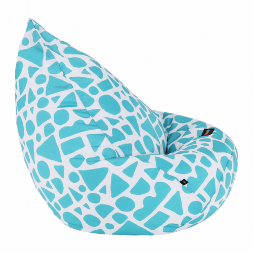 Sedací vak, tyrkysovo-biela/vzor, TELDIN