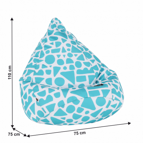 Sedací vak, tyrkysovo-biela/vzor, TELDIN