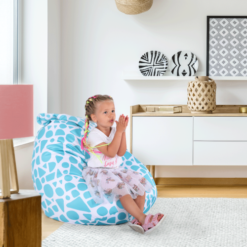 Sedací vak, tyrkysovo-biela/vzor, TELDIN