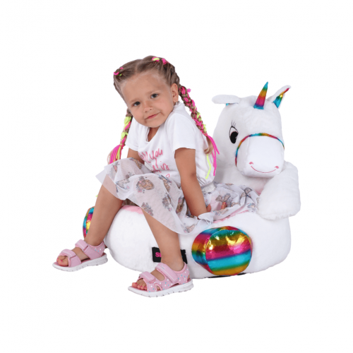 Sedací vak jednorožec, biela/ružová/mix farieb, BUFEL