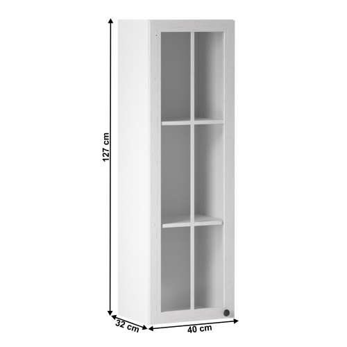 Horná skrinka so sklom W40S, biela/sosna andersen, ľavá, PROVANCE