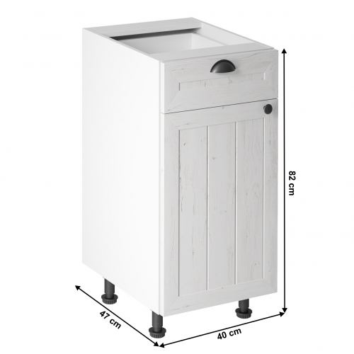 Dolná skrinka so šuplíkom D40S1, biela/sosna andersen, ľavá, PROVANCE