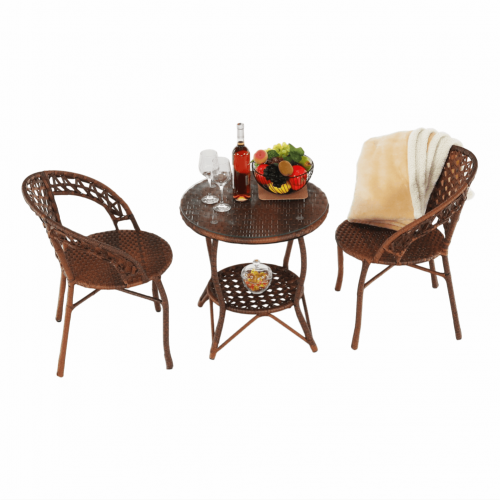 Záhradný ratanový set 1+2, hnedá, JARUB