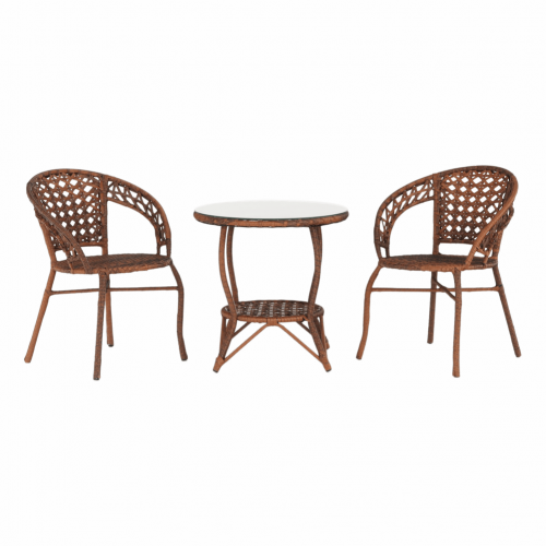 Záhradný ratanový set 1+2, hnedá, JARUB