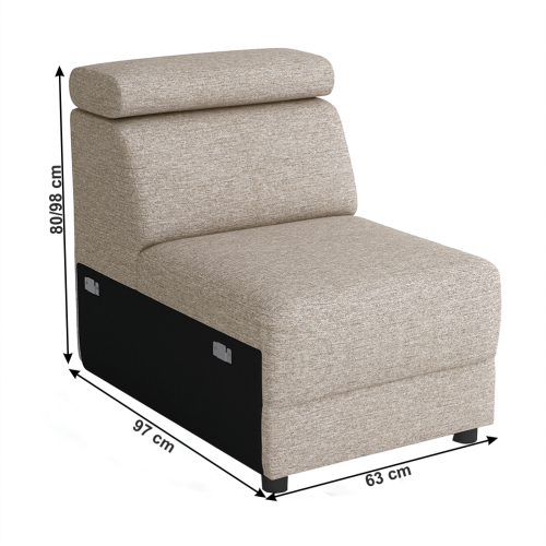 1-sed 1BB, sivobéžová Taupe, BOBY