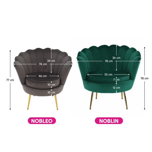 Kreslo v štýle Art-deco, smaragdová Velvet látka/gold chróm-zlatý, NOBLIN