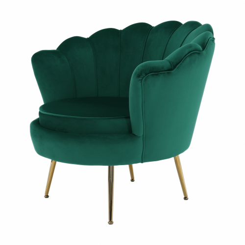Kreslo v štýle Art-deco, smaragdová Velvet látka/gold chróm-zlatý, NOBLIN
