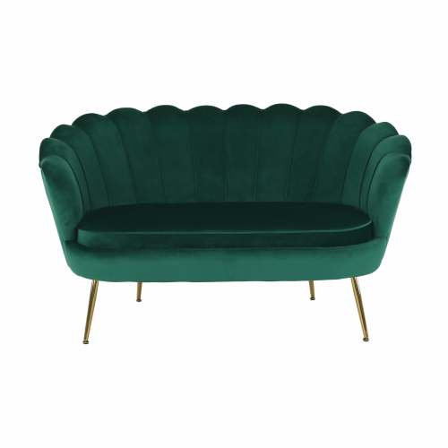 Lavica v štýle Art-deco, smaragdová Velvet látka/gold chróm-zlatý, NOBLIN