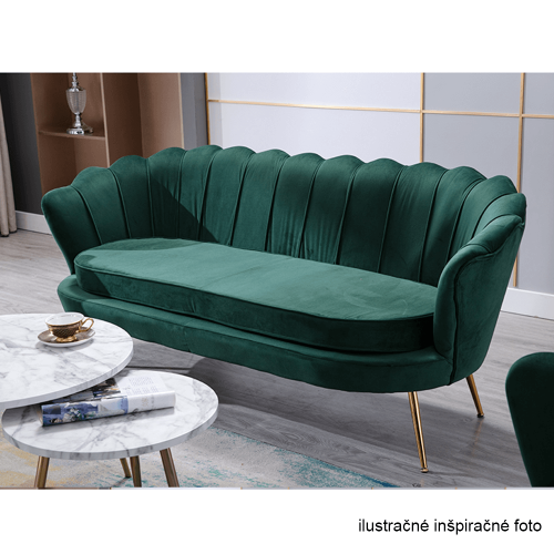 Lavica v štýle Art-deco, smaragdová Velvet látka/gold chróm-zlatý, NOBLIN