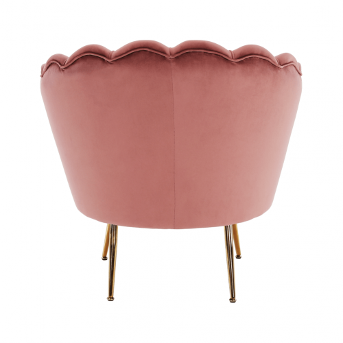 Kreslo v štýle Art-deco, ružová Velvet látka/gold chróm-zlatý, NOBLIN