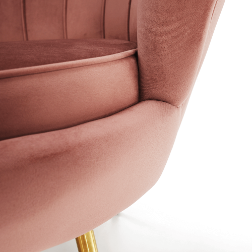 Kreslo v štýle Art-deco, ružová Velvet látka/gold chróm-zlatý, NOBLIN