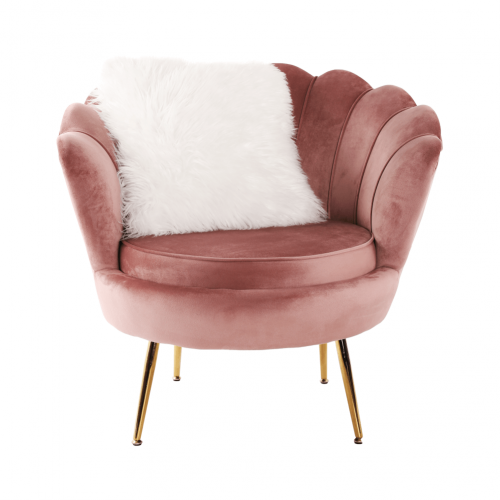 Kreslo v štýle Art-deco, ružová Velvet látka/gold chróm-zlatý, NOBLIN