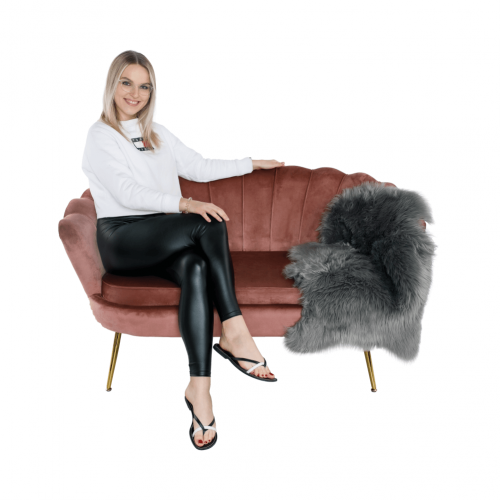 Lavica v štýle Art-deco, ružová Velvet látka/gold chróm-zlatý, NOBLIN