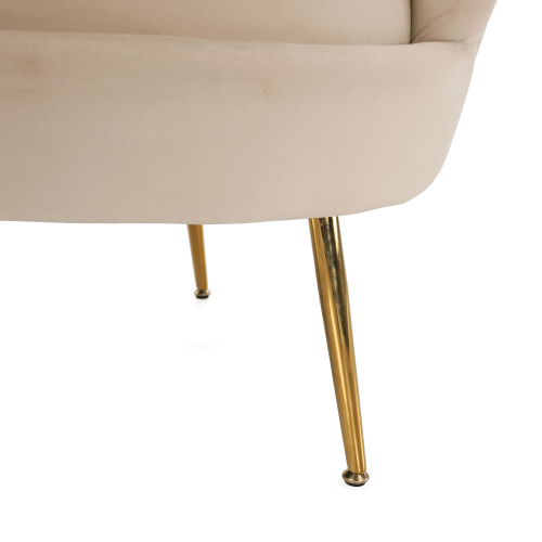 Lavica v štýle Art-deco, béžová Velvet látka/gold chróm-zlatý, NOBLIN