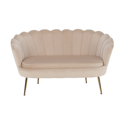 Lavica v štýle Art-deco, béžová Velvet látka/gold chróm-zlatý, NOBLIN