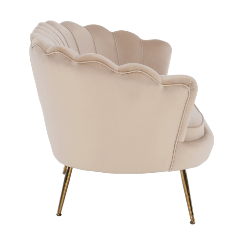 Lavica v štýle Art-deco, béžová Velvet látka/gold chróm-zlatý, NOBLIN
