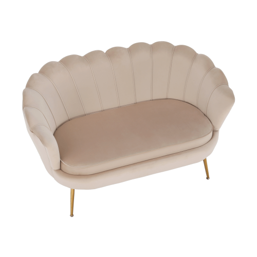 Lavica v štýle Art-deco, béžová Velvet látka/gold chróm-zlatý, NOBLIN