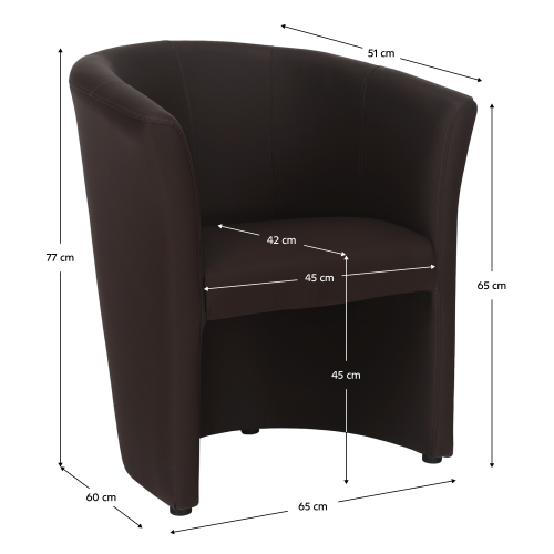 Klubové kreslo, ekokoža hnedá, CUBA