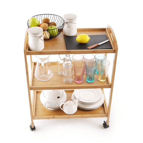 Servírovací vozík, prírodná, MARSEL