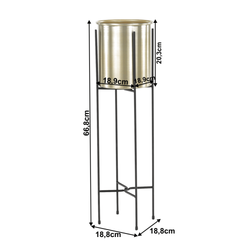Kvetináč, čierna/zlatá, JUDE TYP 2